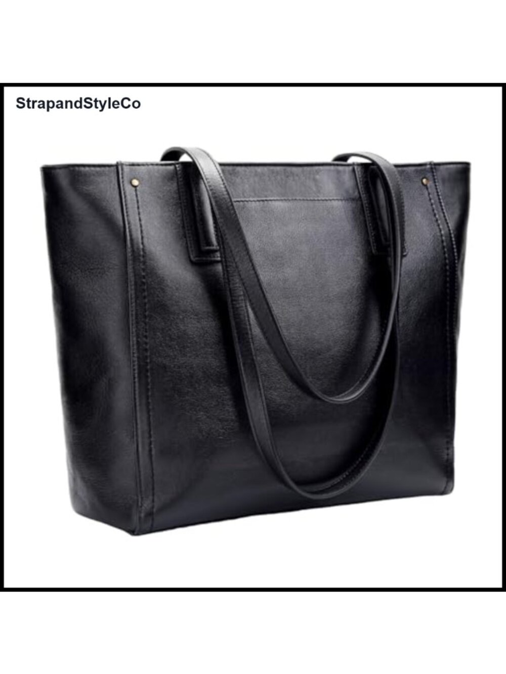 Full Grain Vegetable-Tanned Leather Large Work Tote Bag with 15.6" Laptop Sleeve